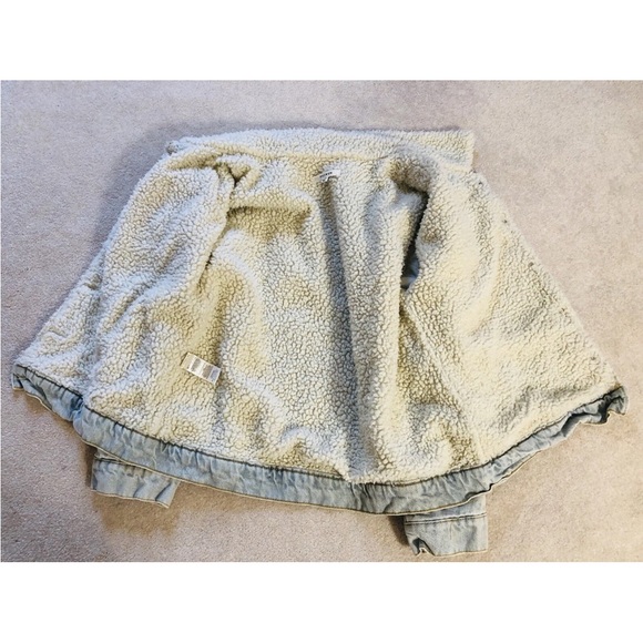 Pacsun Faux Sherpa Fleece Lined Denim Jacket Light Wash Grunge Vibes Warm - Picture 7 of 9